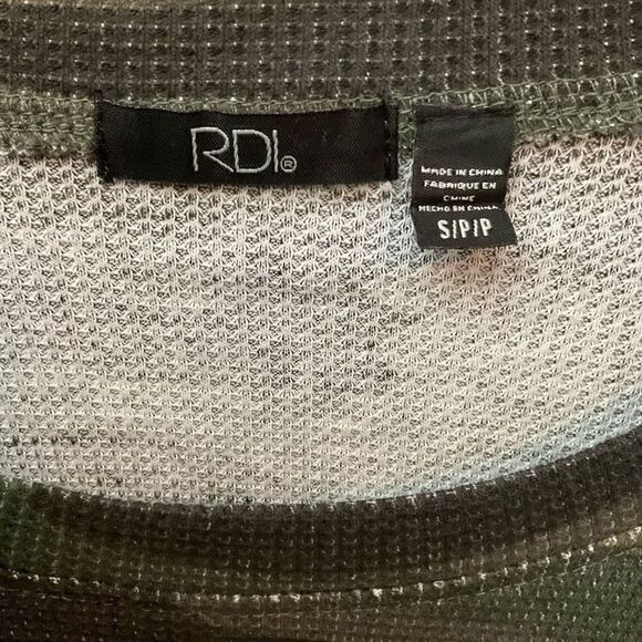 RDI Top Camouflage Crew Neck Green Black Kangaroo Front Pocket Women Small - Picture 3 of 9